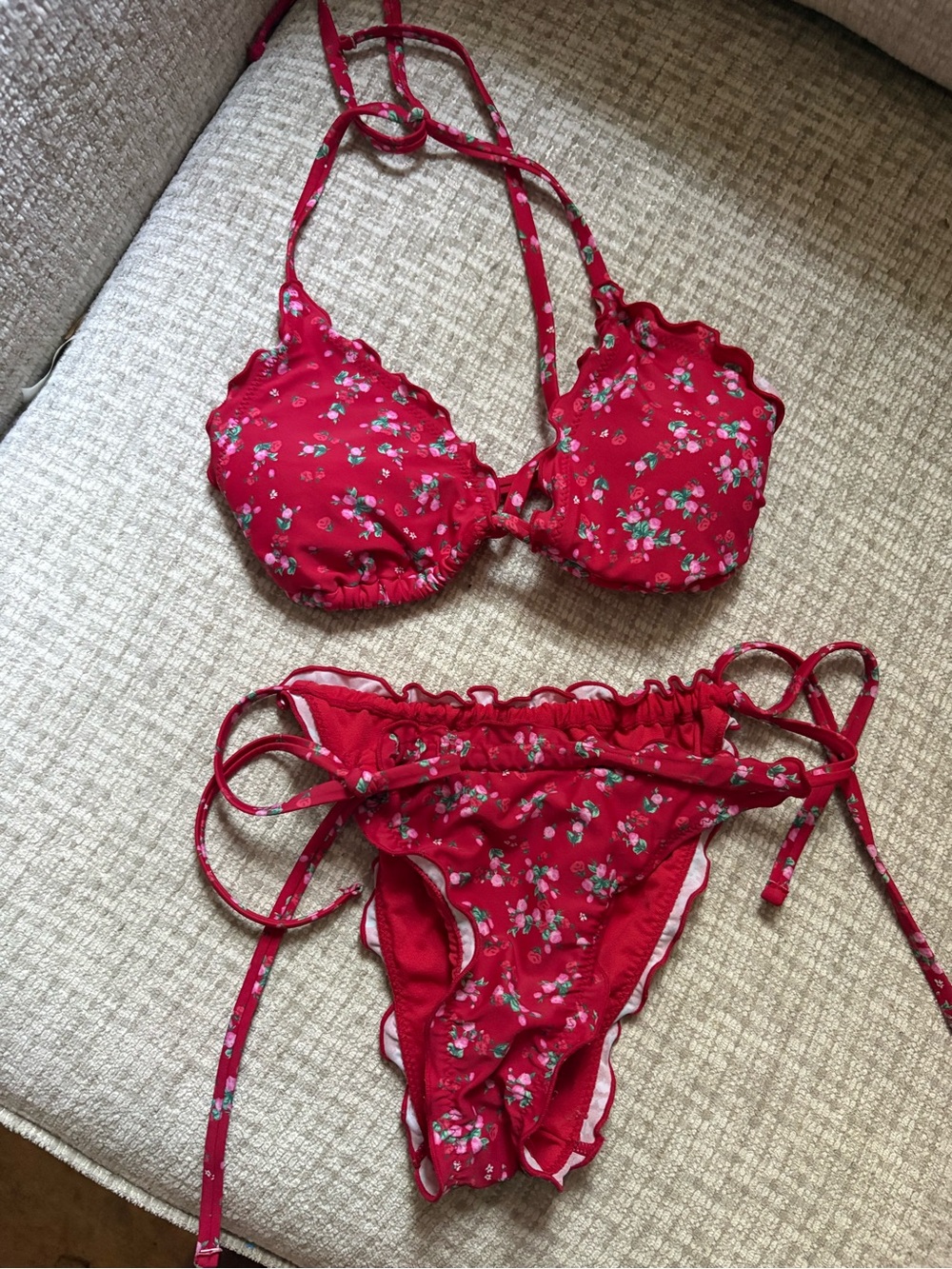 wild fable Red Floral Tie-String Bikini Set
